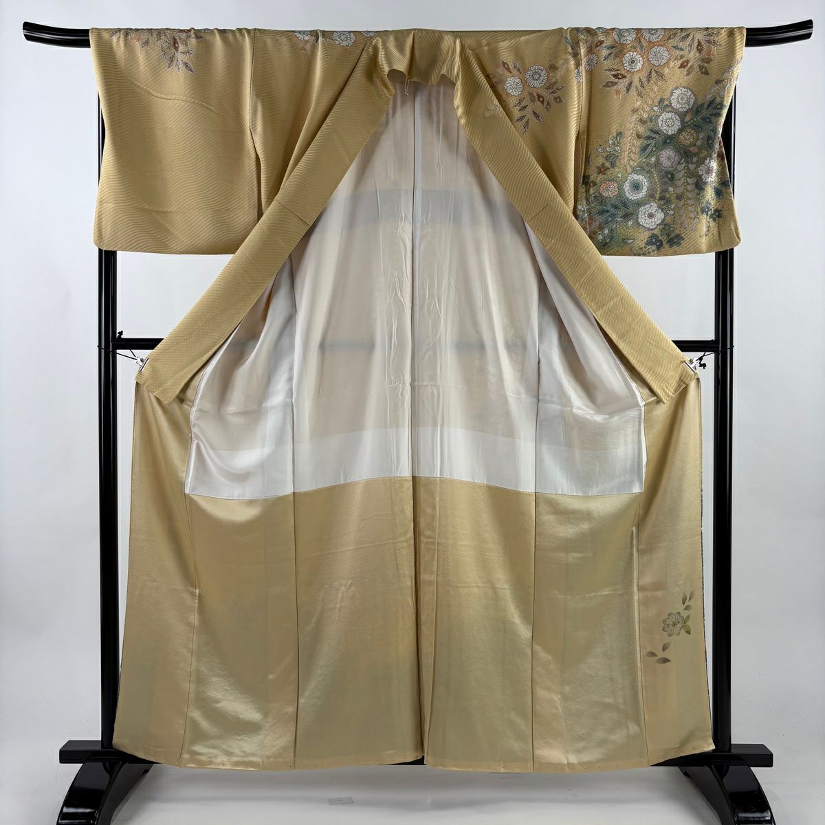 訪問服 身長160.5cm 袖長69cm L 雙層 辻花染 金銀彩 漸層 米色 純蠶絲 名品級
