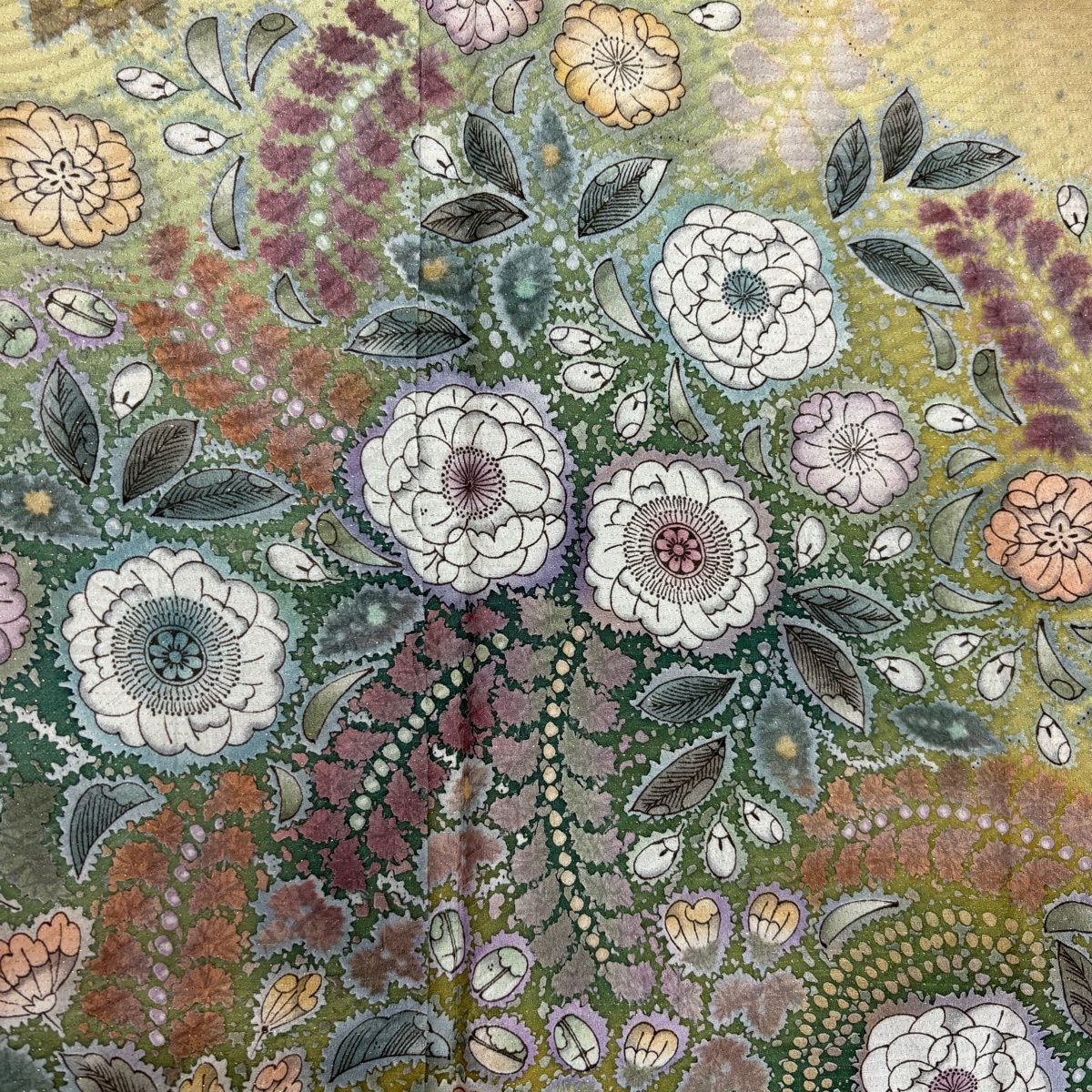 訪問服 身長160.5cm 袖長69cm L 雙層 辻花染 金銀彩 漸層 米色 純蠶絲 名品級