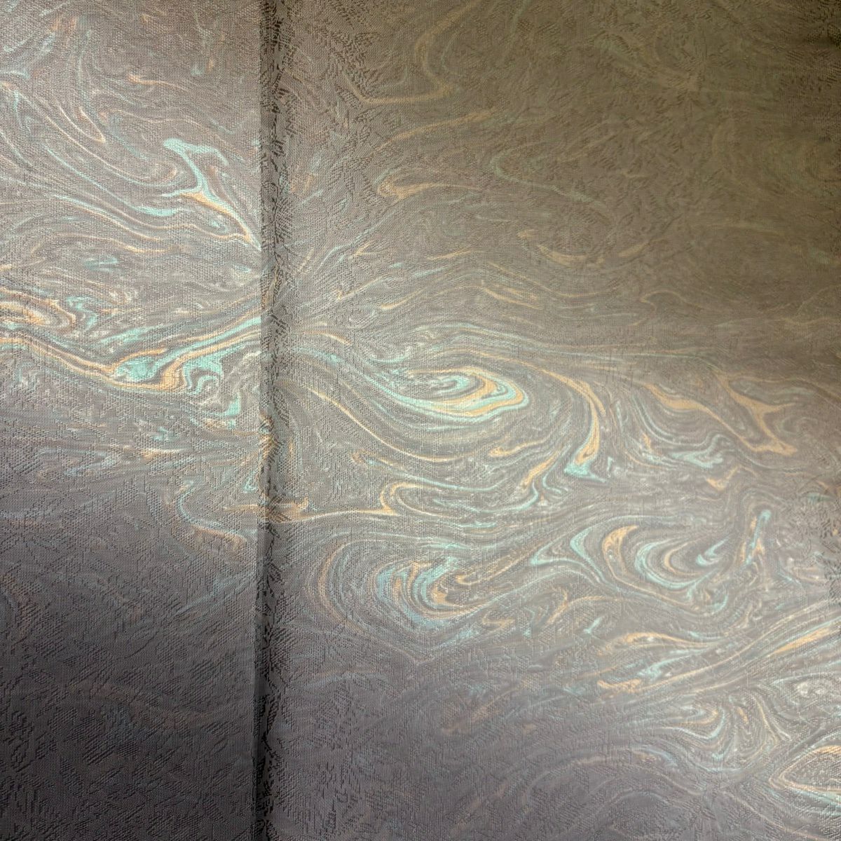 【美品】 付下 身長159cm 袖長64.5cm M 雙層 墨流紋 地紋 漸層 茶 純蠶絲 名品級