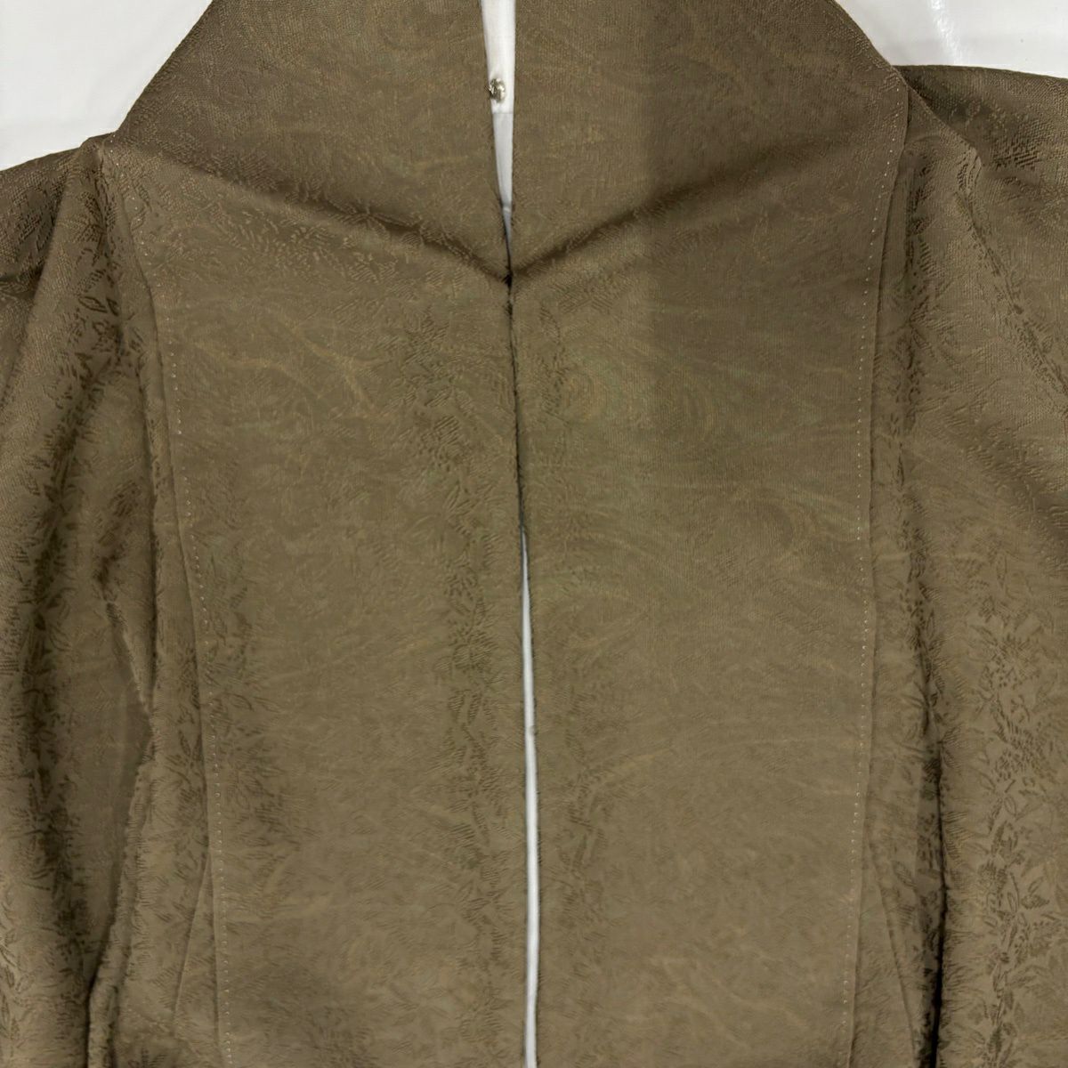【美品】 付下 身長159cm 袖長64.5cm M 雙層 墨流紋 地紋 漸層 茶 純蠶絲 名品級