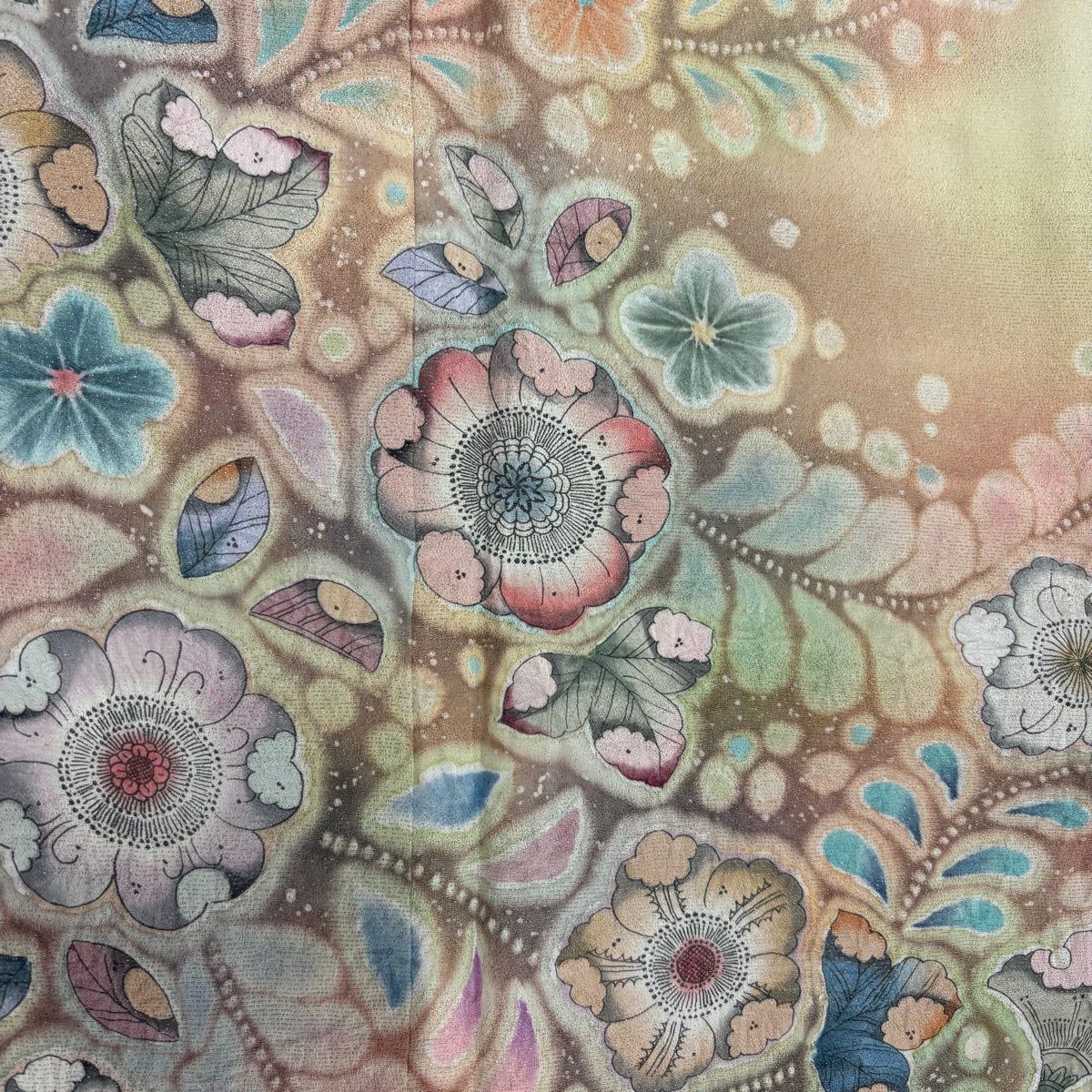 【美品】訪問服 身長157cm 袖長62.5cm S 雙層 翠山工房 落款あり 辻花染 銀通し 漸層 粉紅 純蠶絲 名品級