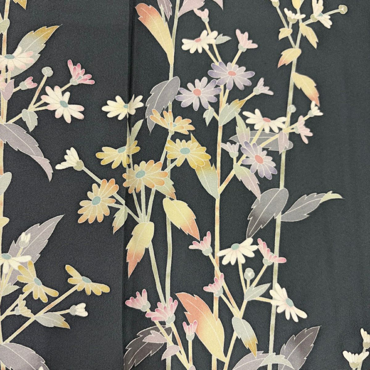 【美品】訪問服 身長153cm 袖長66cm M 雙層 阿部佳雪 落款あり 草花紋紋 灰色 純蠶絲 名品級