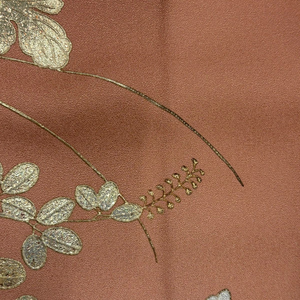 【美品】 付下 身長161cm 袖長64.5cm M 雙層 和田光正 落款 菊花花 萩花 金銀彩 粉紅 純蠶絲 名品級