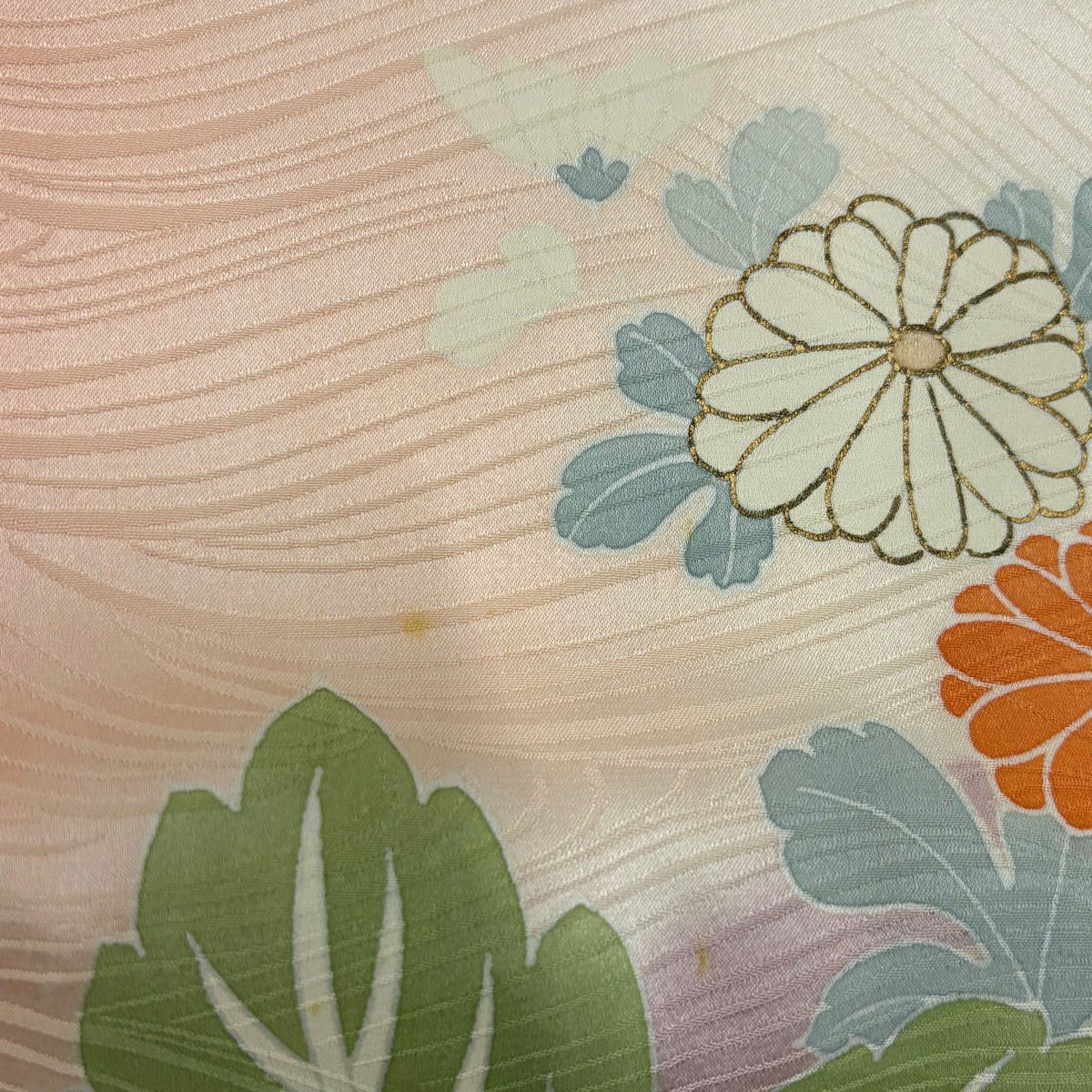 振袖禮服 身長167cm 袖長66cm M 雙層 菊花 牡丹 金絲 金銀彩 粉紅 純蠶絲 名品級