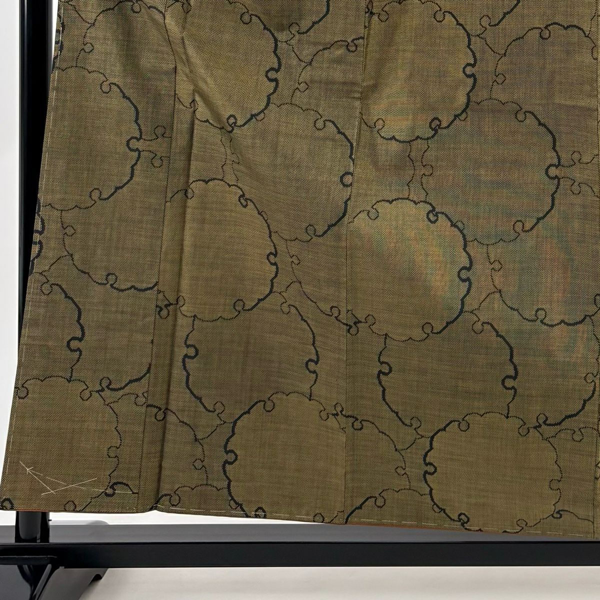 【美品】 大島紬織 身長158.5cm 袖長63.5cm S 雙層 雪輪 からし色 純蠶絲 名品級