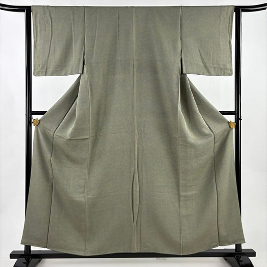 江戶小紋 身長157.5cm 袖長61cm S 雙層 鮫 灰綠 純蠶絲 名品級