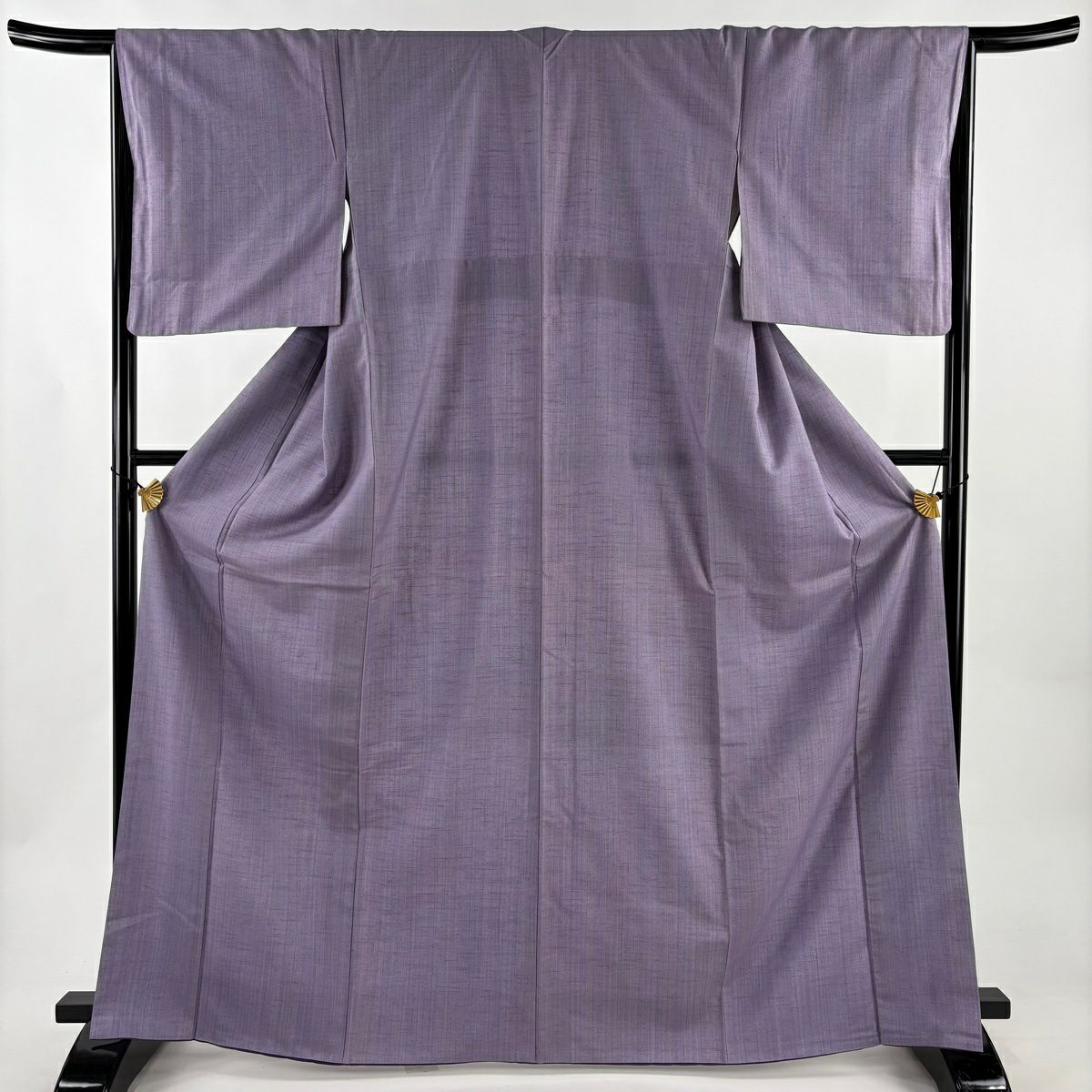 【美品】 紬織 身長167.5cm 袖長66cm M 雙層 名古屋帶套裝 證書齊全 淺紫 純蠶絲 優品級