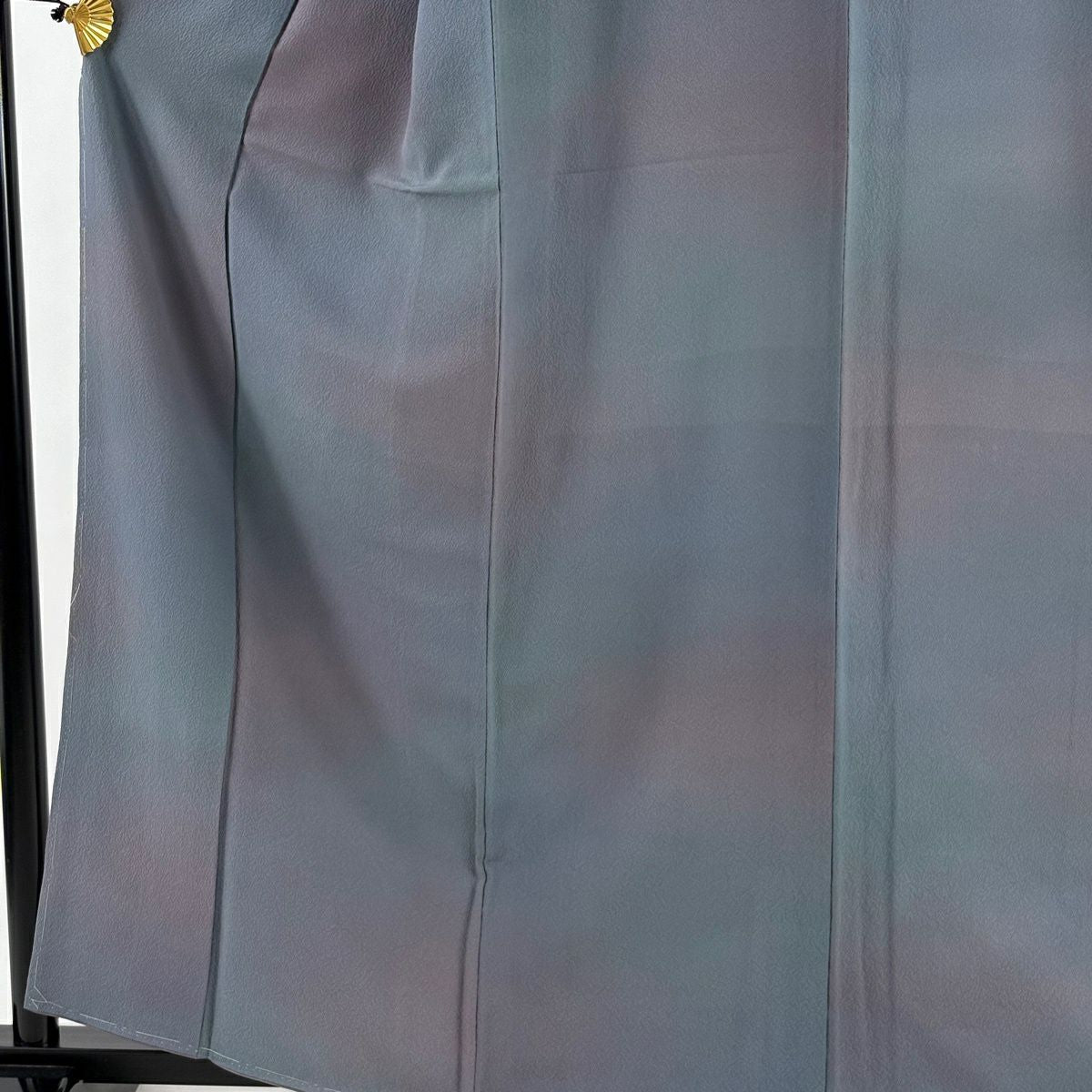 【美品】 小紋 身長161.5cm 袖長64cm M 雙層 斉藤三才 袋帶套裝 落款あり 漸變圖案 灰紫 純蠶絲 優品級