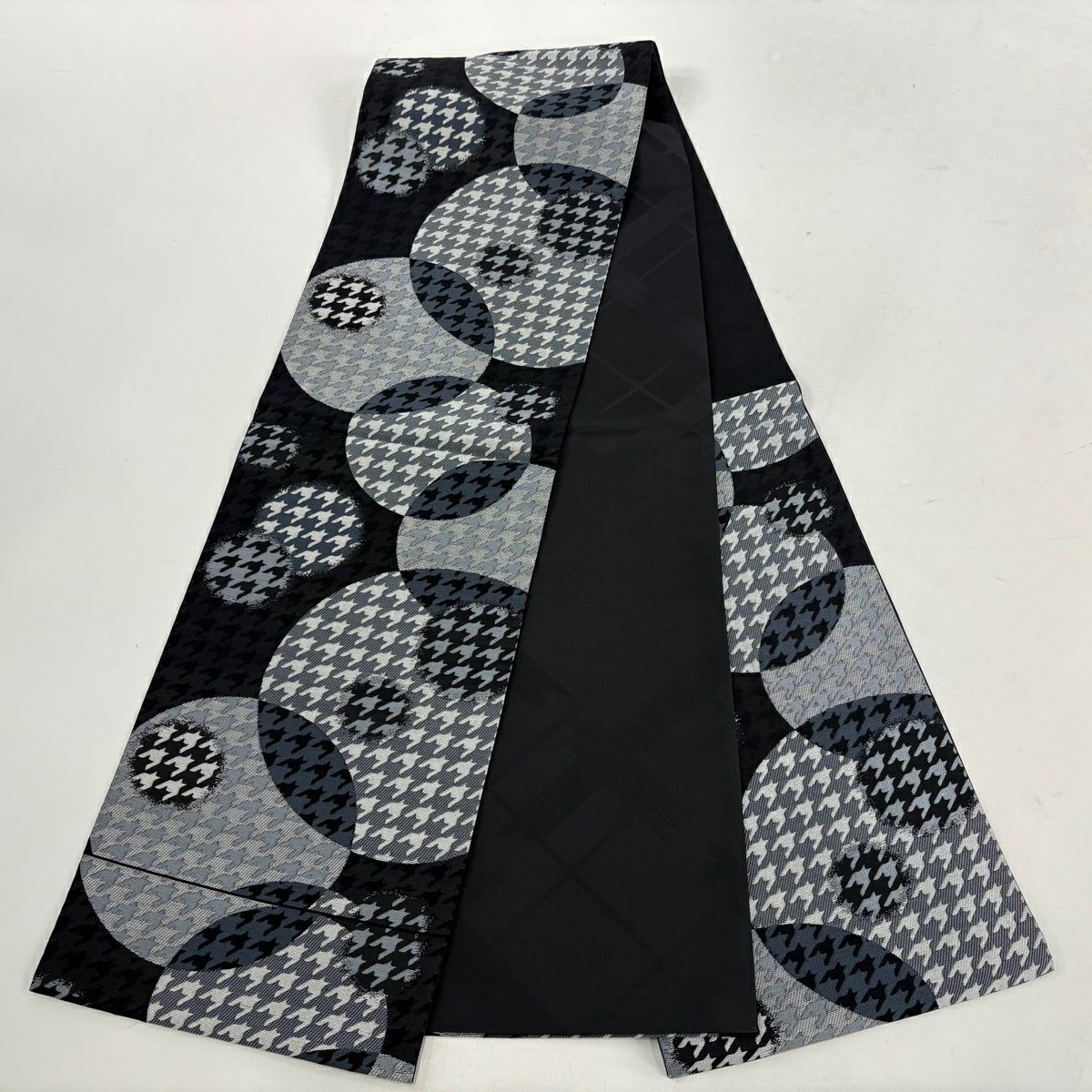 【美品】 小紋 身長161.5cm 袖長64cm M 雙層 斉藤三才 袋帶套裝 落款あり 漸變圖案 灰紫 純蠶絲 優品級