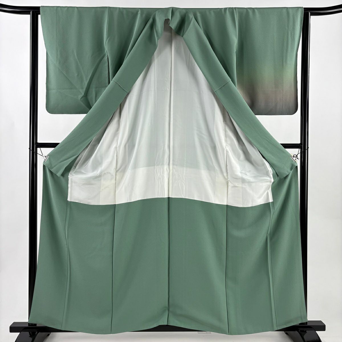 【美品】 付下 身長161cm 袖長63cm S 雙層 漸層圖案 淺綠 純蠶絲 優品級 一個紋