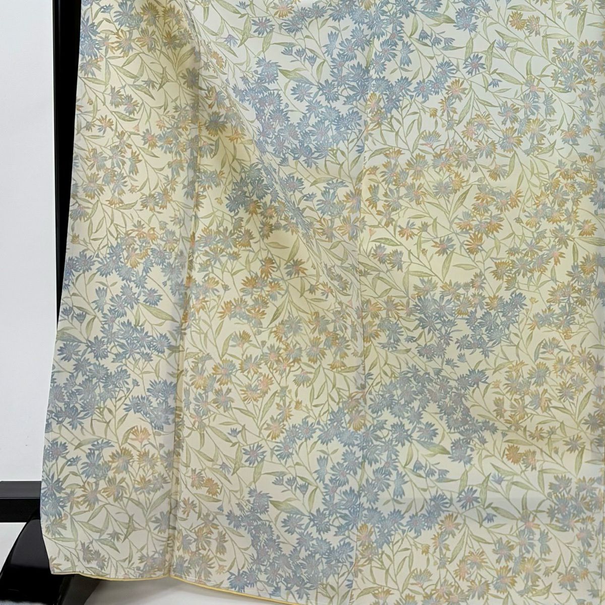 【美品】 付下 身長173cm 袖長67.5cm L 雙層 可洗和服 草花紋紋 漸層 奶油色 化纖 優品級