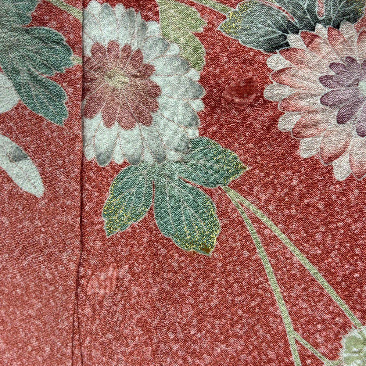訪問服 身長167.5cm 袖長66.5cm M 雙層 菊花花 櫻花 金彩裝飾 漸層 粉紅 純蠶絲 優品級