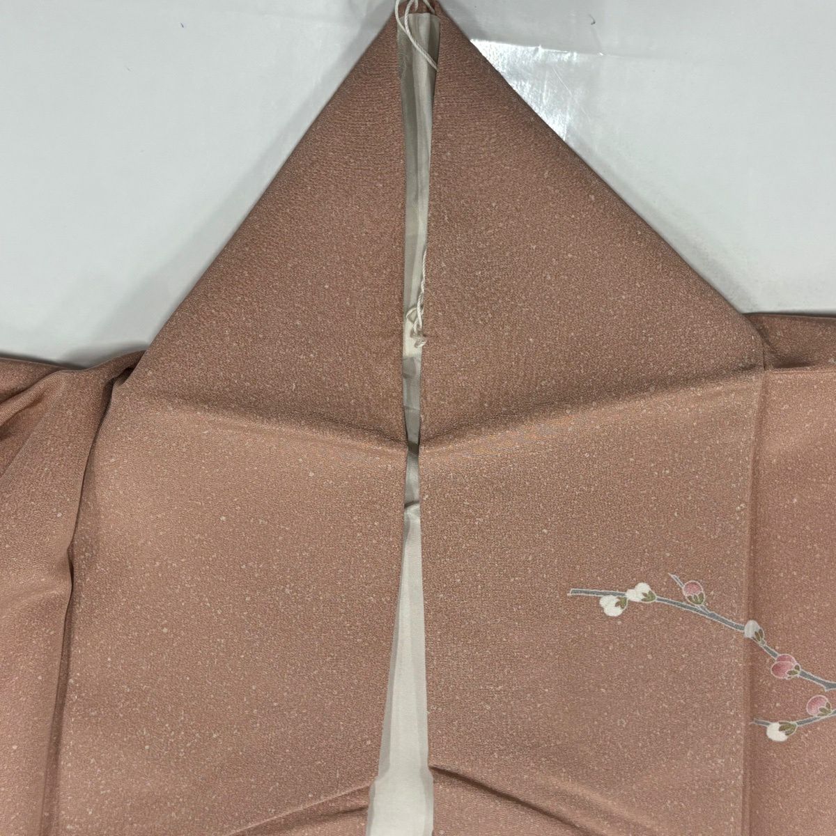 訪問服 身長151.5cm 袖長63cm S 雙層 藤舟 落款あり 花籠 草花紋紋 染分 ぼかし 粉紅 純蠶絲 秀品級 一つ紋