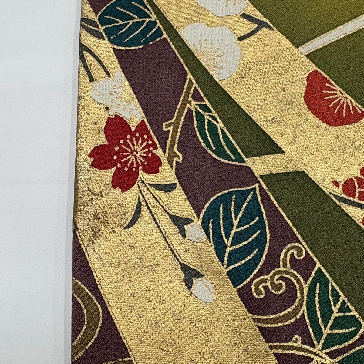 振袖禮服 身長157.5cm 袖長67cm M 雙層 雪輪 草花紋 金糸 金銀彩 山吹 純蠶絲 秀品級