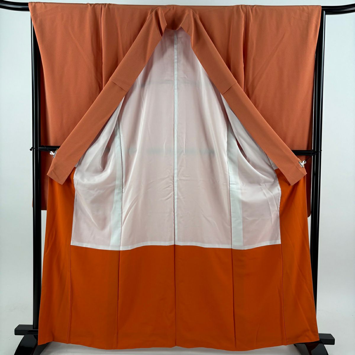【美品】振袖禮服 身長164cm 袖長65.5cm M 雙層 橙色 純蠶絲 秀品級 一個紋