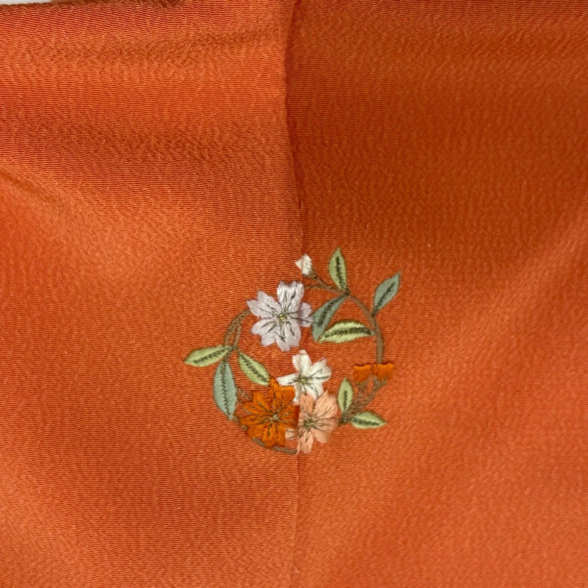 【美品】振袖禮服 身長164cm 袖長65.5cm M 雙層 橙色 純蠶絲 秀品級 一個紋