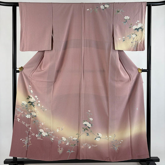 訪問服 身長158cm 袖長61.5cm S 雙層 落款有 枝花 漸層 粉紅 純蠶絲 優品級 一個紋