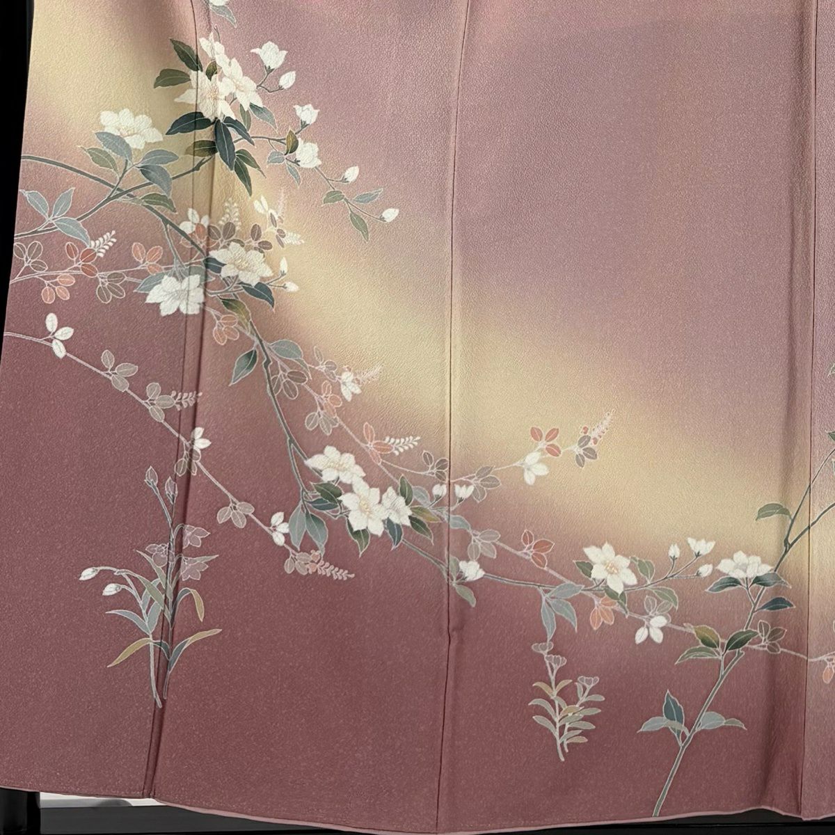 訪問服 身長158cm 袖長61.5cm S 雙層 落款有 枝花 漸層 粉紅 純蠶絲 優品級 一個紋