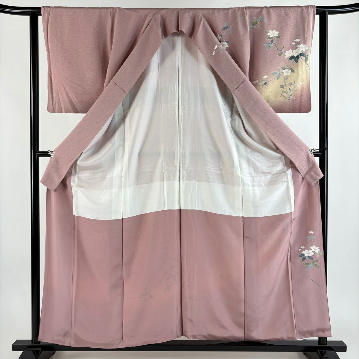 訪問服 身長158cm 袖長61.5cm S 雙層 落款有 枝花 漸層 粉紅 純蠶絲 優品級 一個紋