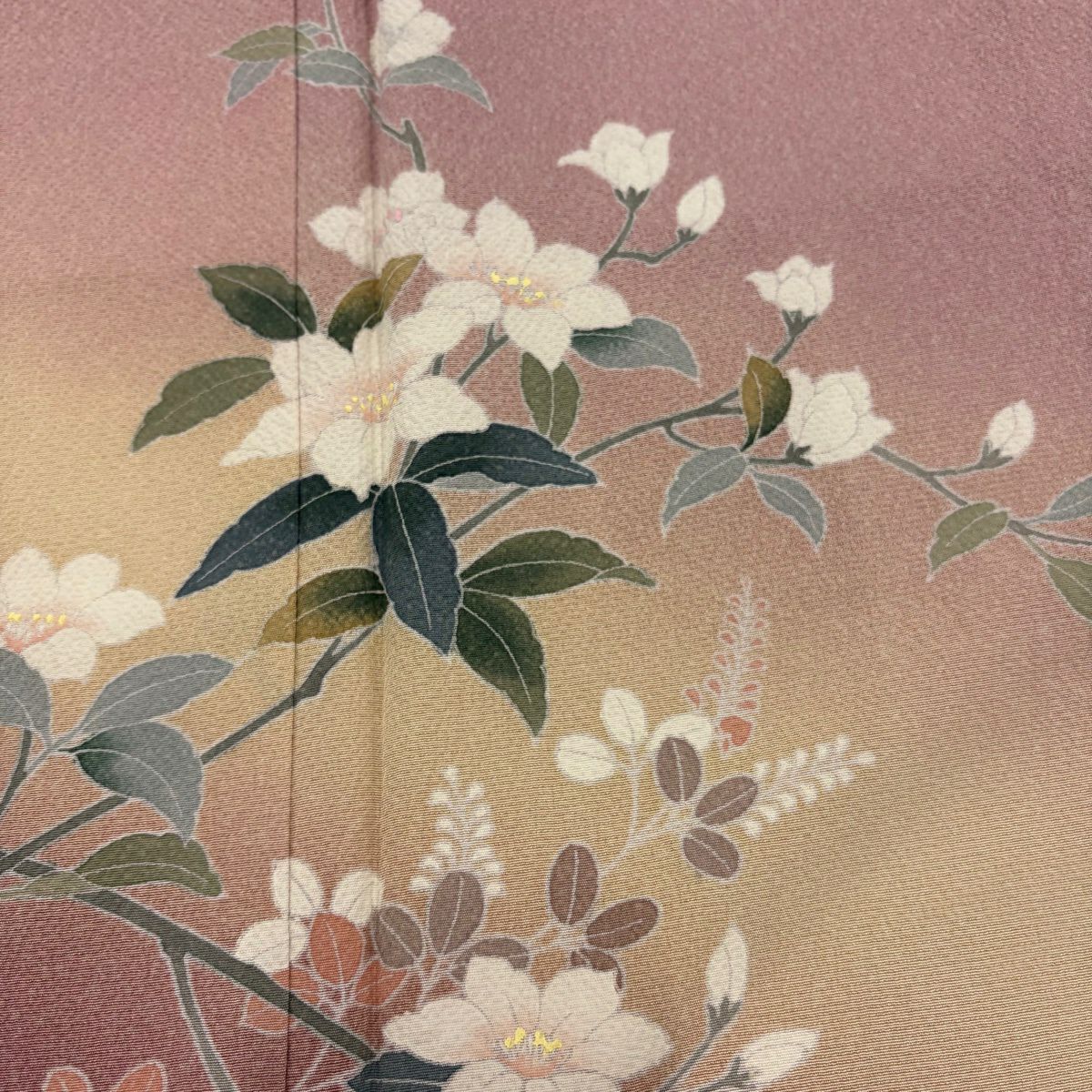 訪問服 身長158cm 袖長61.5cm S 雙層 落款有 枝花 漸層 粉紅 純蠶絲 優品級 一個紋