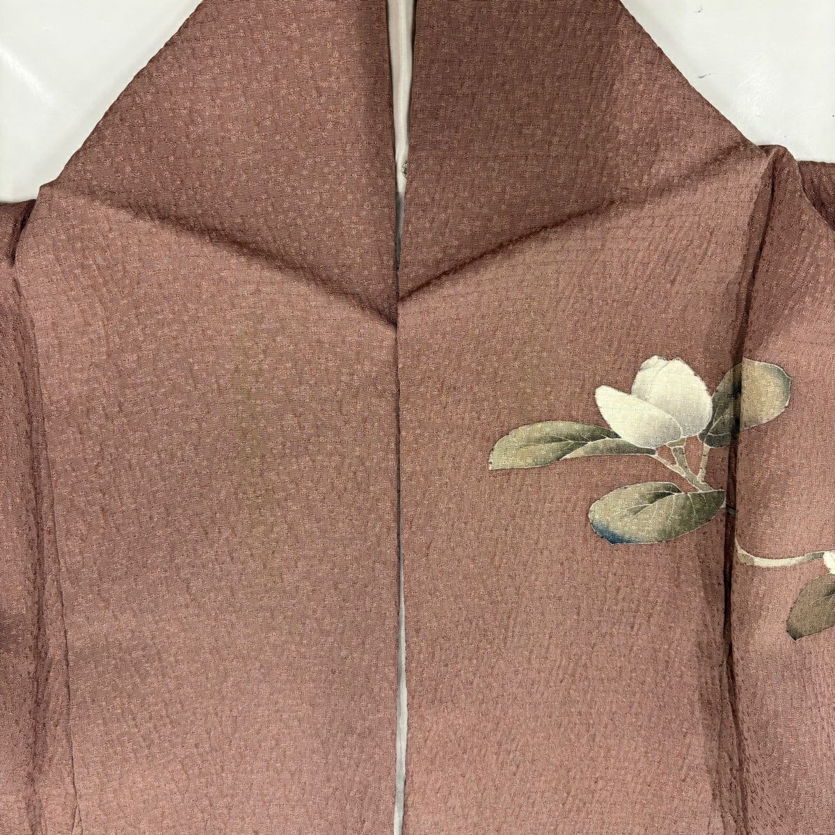 訪問服 身長156cm 袖長65.5cm M 雙層 枝花 霞暈染 小豆 深紅 純蠶絲 優品級