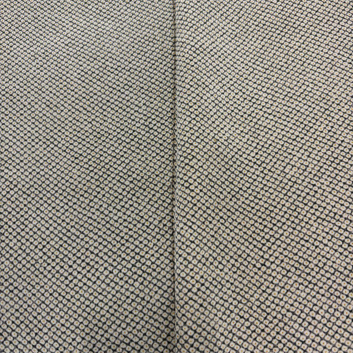 【美品】 小紋 身長160cm 袖長63.5cm S 雙層 疋田 絞緞 灰茶 純蠶絲 秀品級