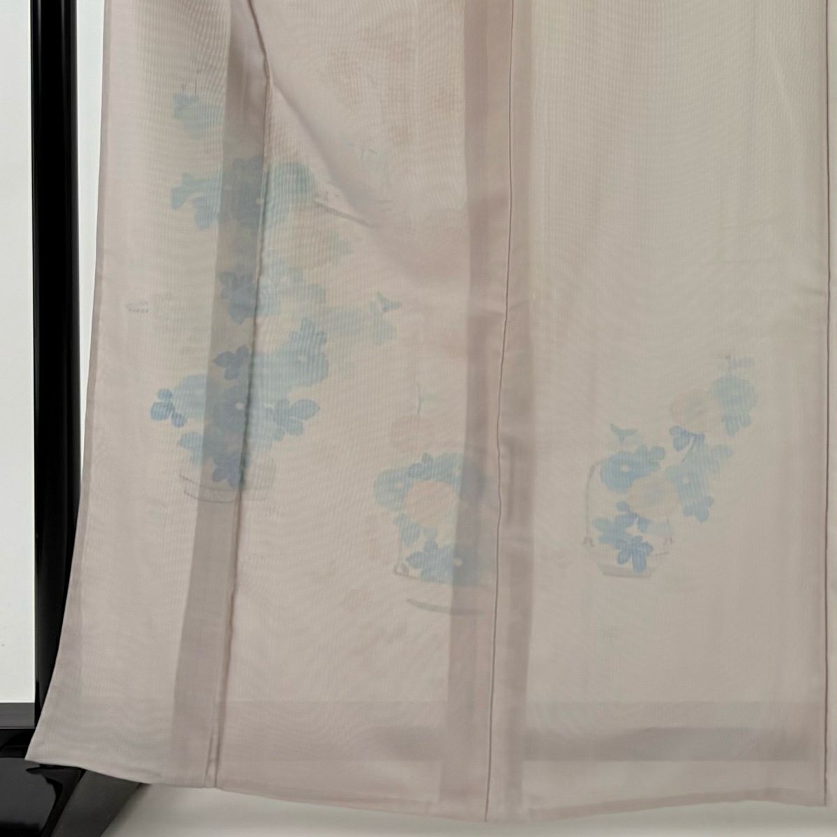 付下 身長166cm 袖長63cm S 紗絽雙層 菊花花籠 薄粉紅 純蠶絲 秀品級