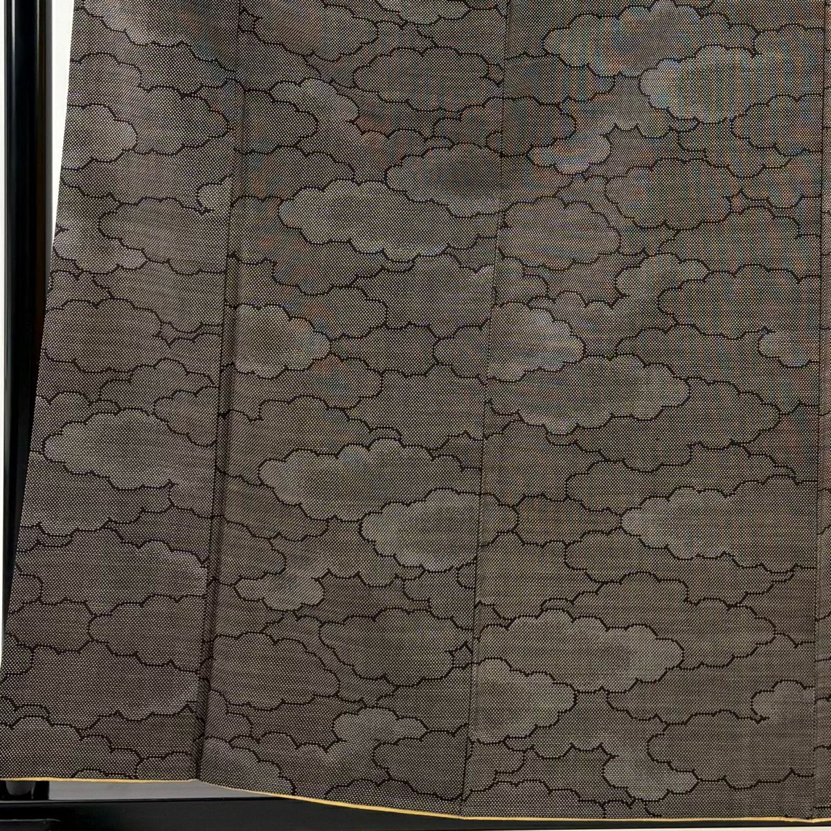 【美品】 紬織 身長160cm 袖長65cm M 雙層 雲文 焦茶 純蠶絲 秀品級