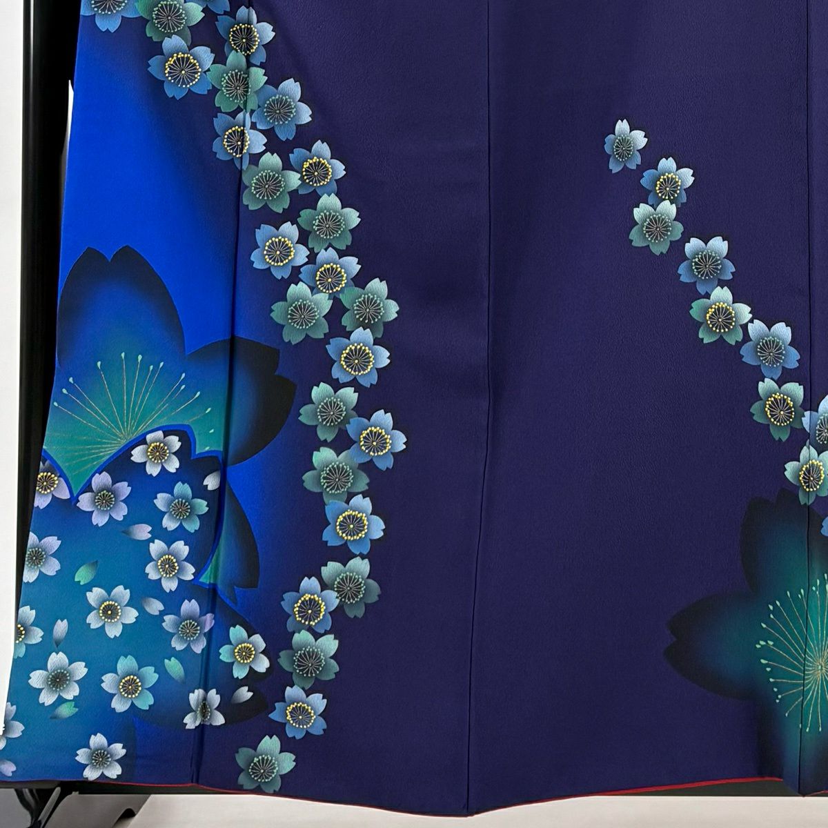振袖禮服 身長159.5cm 袖長63.5cm S 雙層櫻花瓣金彩裝飾漸變紫純蠶絲秀品級