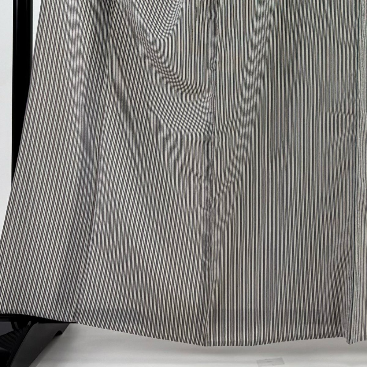 小紋 身長162cm 袖長67cm M 單層 縱條 灰白 純蠶絲 優品級