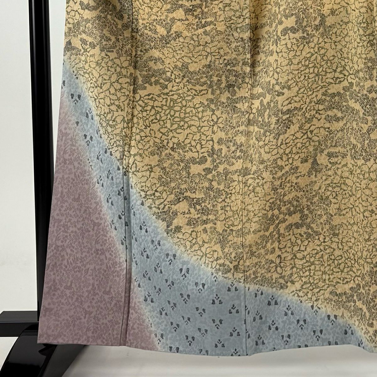 【美品】訪問服 身長164cm 袖長67cm M 雙層 草花紋紋 染分 逐漸色 漂白 純蠶絲 優品級