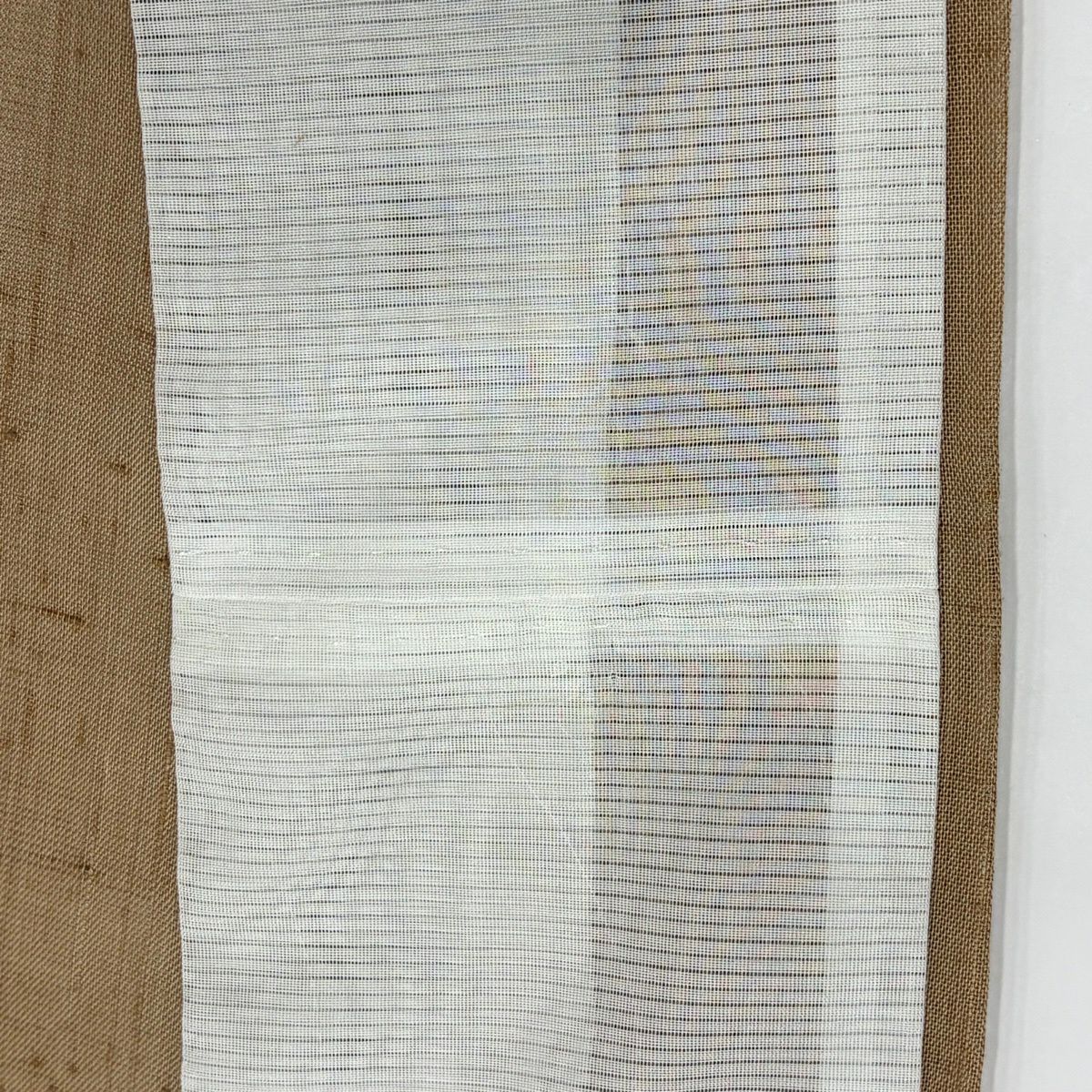 付下 身長164cm 袖長65cm M 薄物 夏紬織織 千鳥 流水 染分 ぼかし 黃土 純蠶絲 優品級