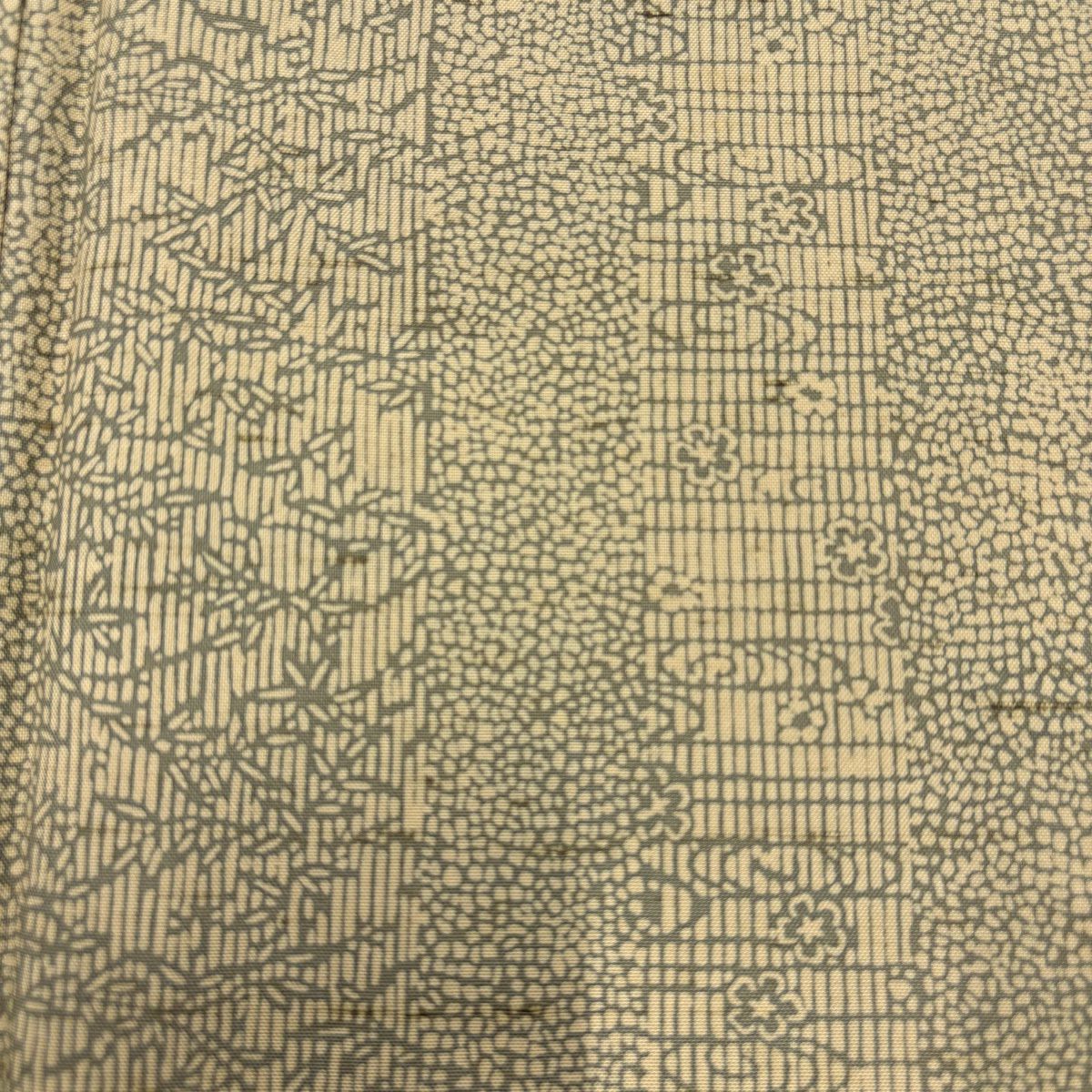 小紋 身長155.5cm 袖長62.5cm S 雙層 紬織織 草花紋紋 竹子條 紅 純蠶絲 秀品級