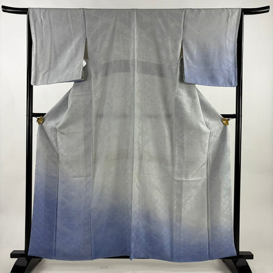付下 身長162cm 袖長65cm M 雙層 紋理 漸變 青灰 純蠶絲 優品級 一個紋