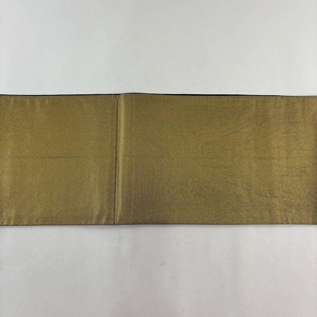 【美品】 袋帶 秀品級 市松樹 斜紋 金銀彩 金金箔 黑 六通 純蠶絲