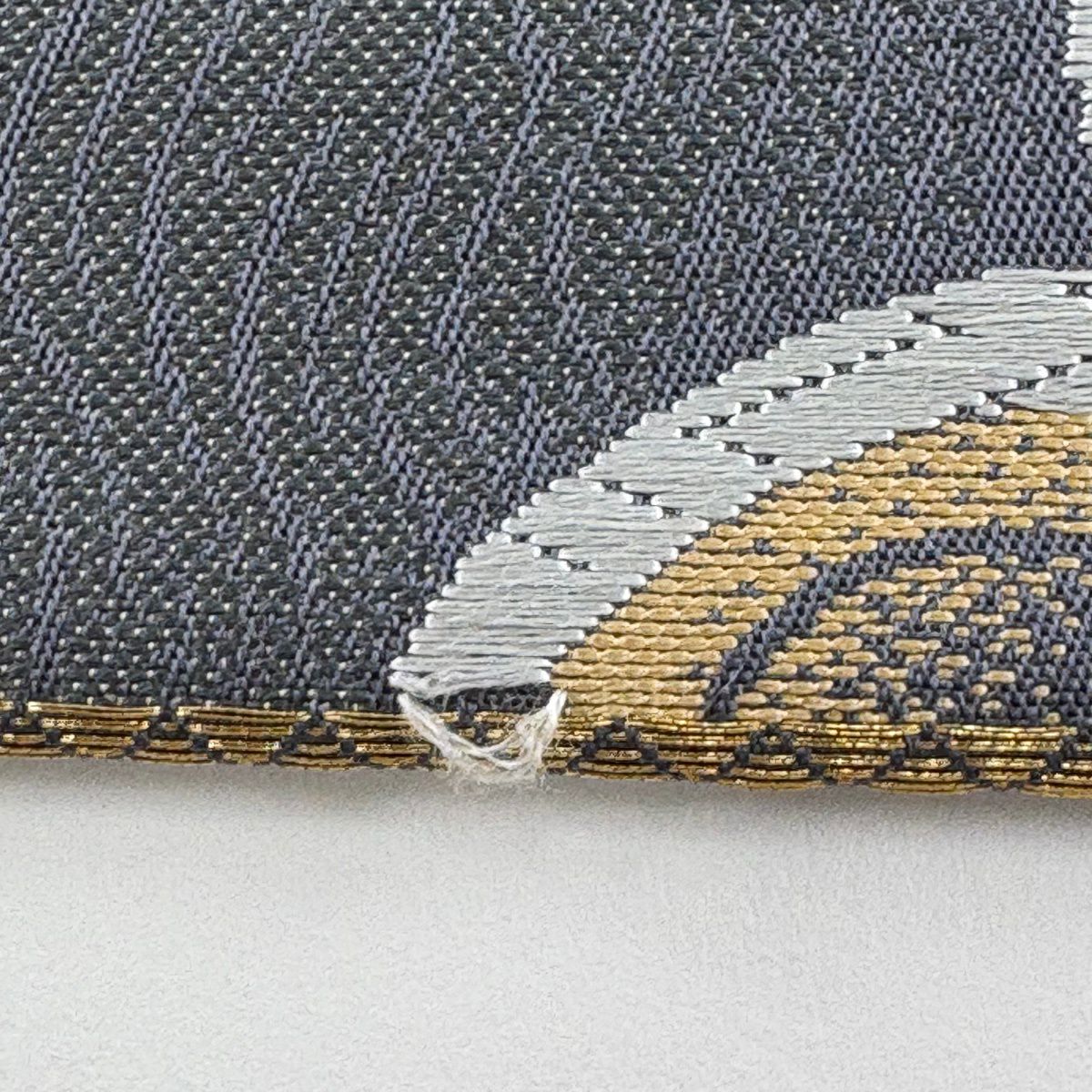 袋帶 秀品級 樱花 樱花花瓣 刺繡 灰色 六通 純蠶絲