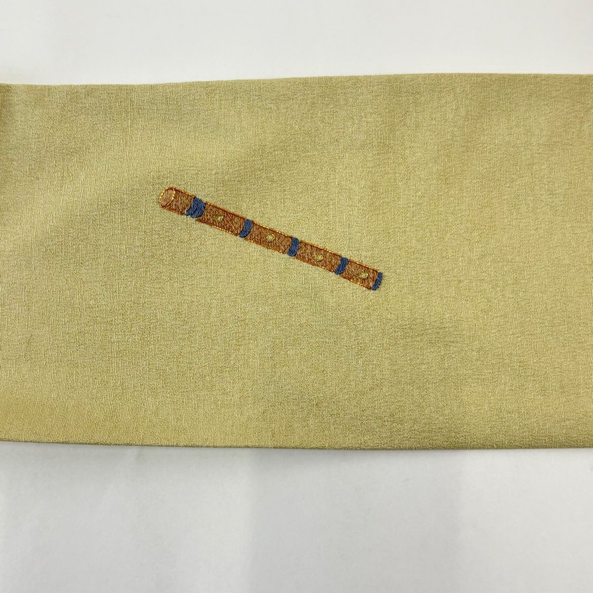 名古屋帶 秀品級 和樂器 金絲 刺繡 抹茶 純蠶絲