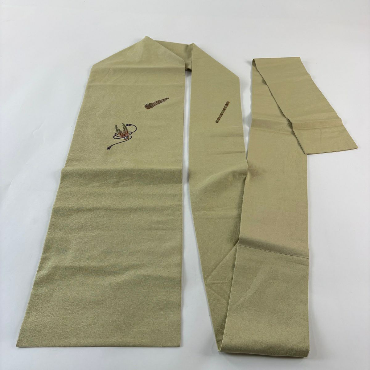 名古屋帶 秀品級 和樂器 金絲 刺繡 抹茶 純蠶絲