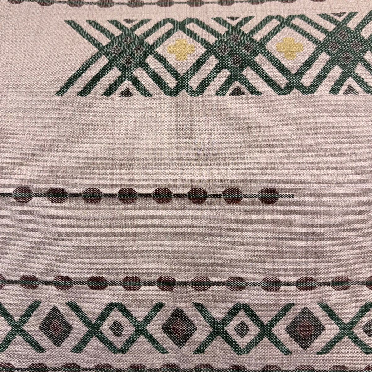 【美品】 名古屋帶 秀品級 紬織織 幾何圖案 淺粉色 純蠶絲