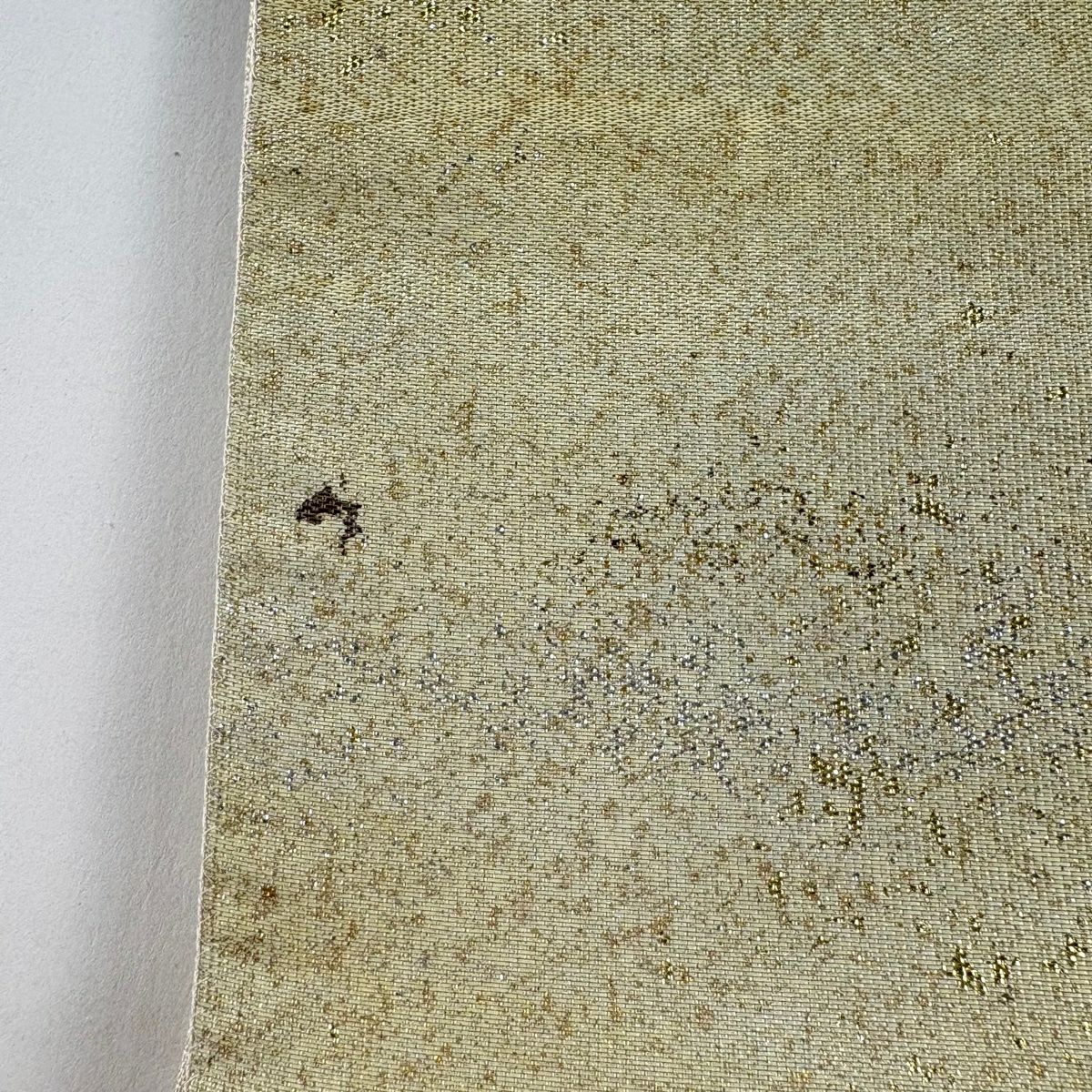 袋帶 秀品級 證書有 色紙 草花紋紋 金銀彩 金金箔 淺綠 六通 純蠶絲