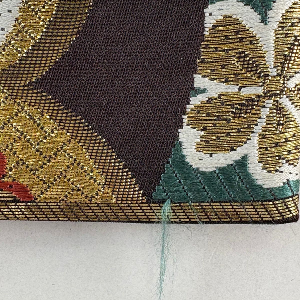 【美品】 袋帶 優品級 振袖禮服禮服用 立涌 花 唐織 金絲 深紫 六通 純蠶絲