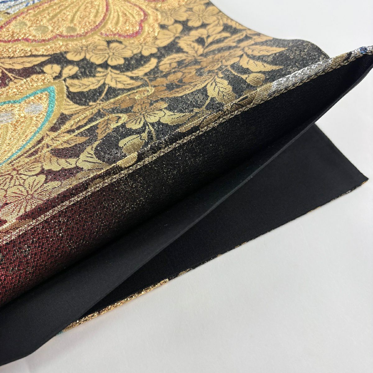【美品】 袋帶 秀品級 振袖禮服禮服用 蝶 七寶 金絲 金金箔 金色 六通 純蠶絲