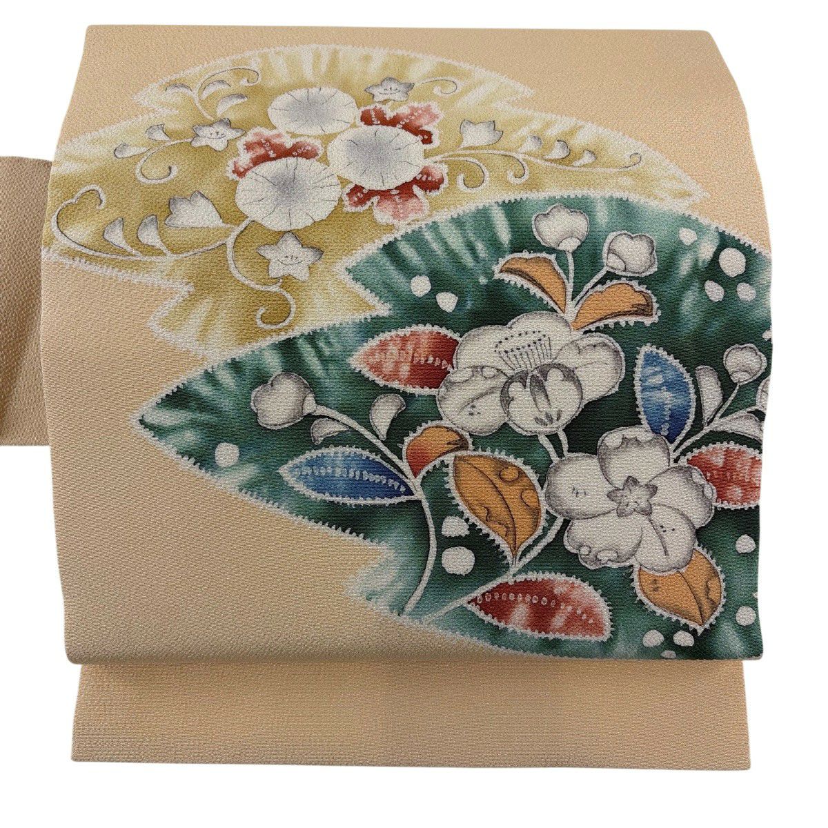 【美品】名古屋帶 秀品級 辻花染 薄橙 純蠶絲