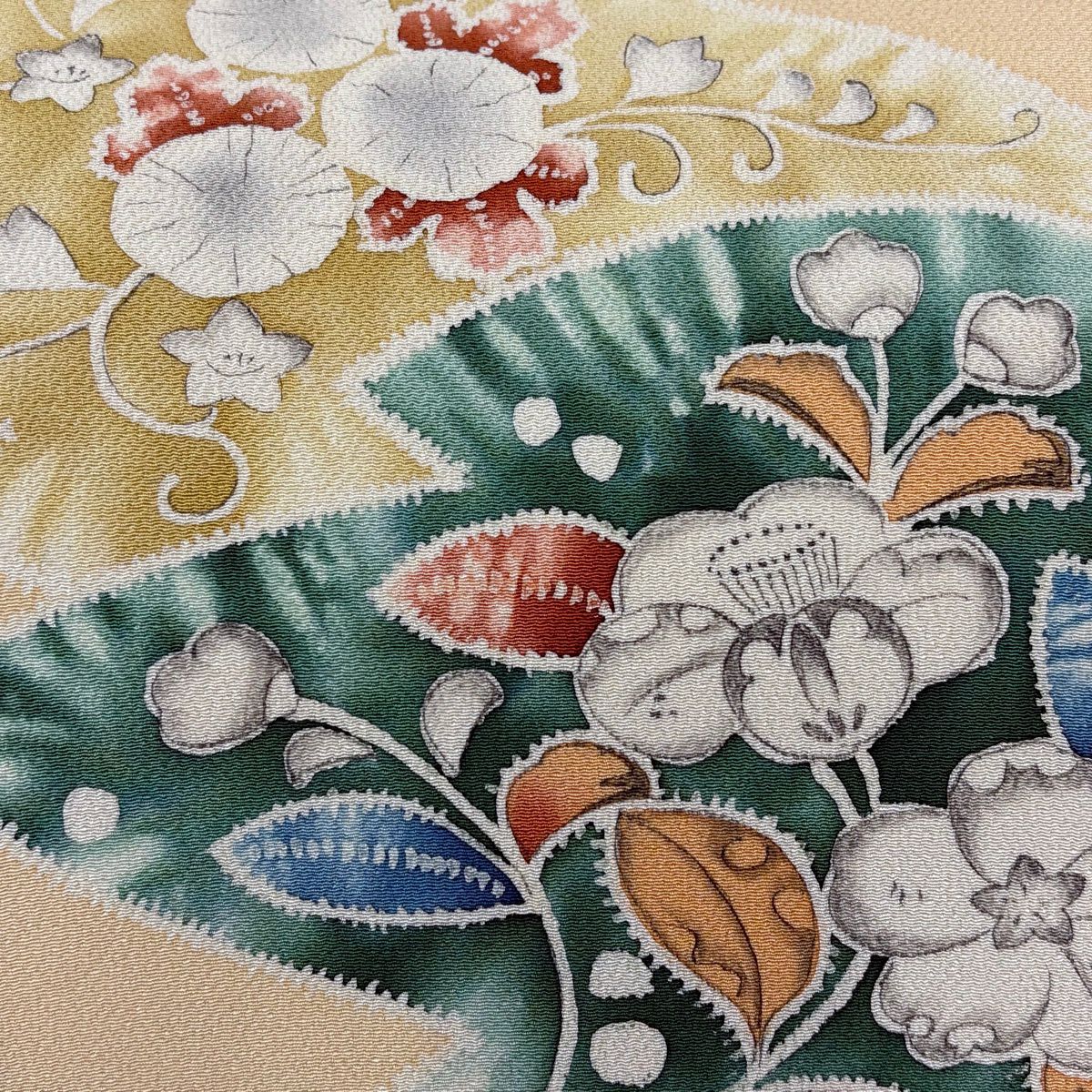 【美品】名古屋帶 秀品級 辻花染 薄橙 純蠶絲