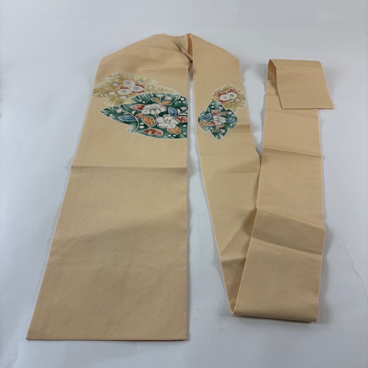 【美品】名古屋帶 秀品級 辻花染 薄橙 純蠶絲