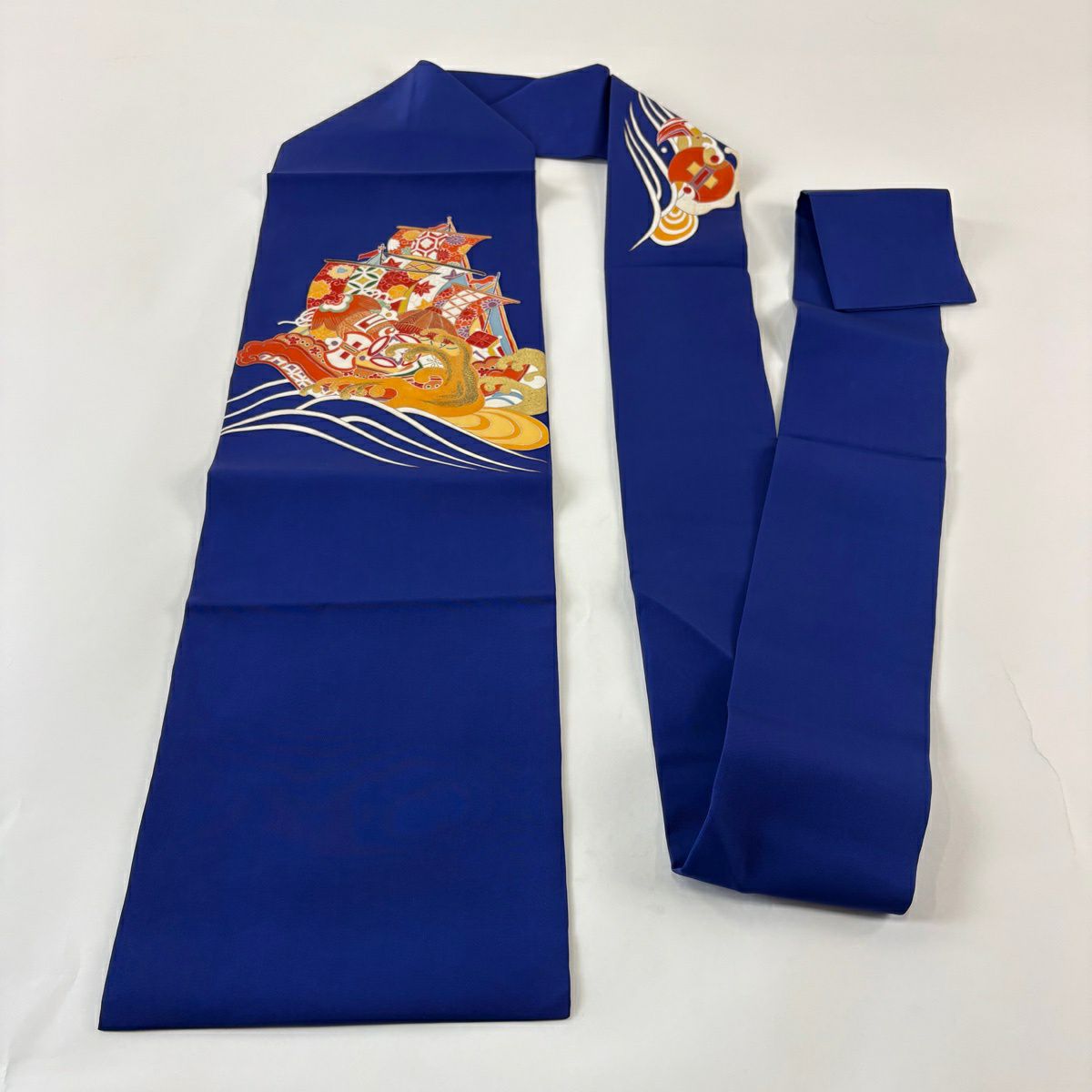 名古屋帶 秀品級 寶船 波頭 金銀彩 青紫 純蠶絲