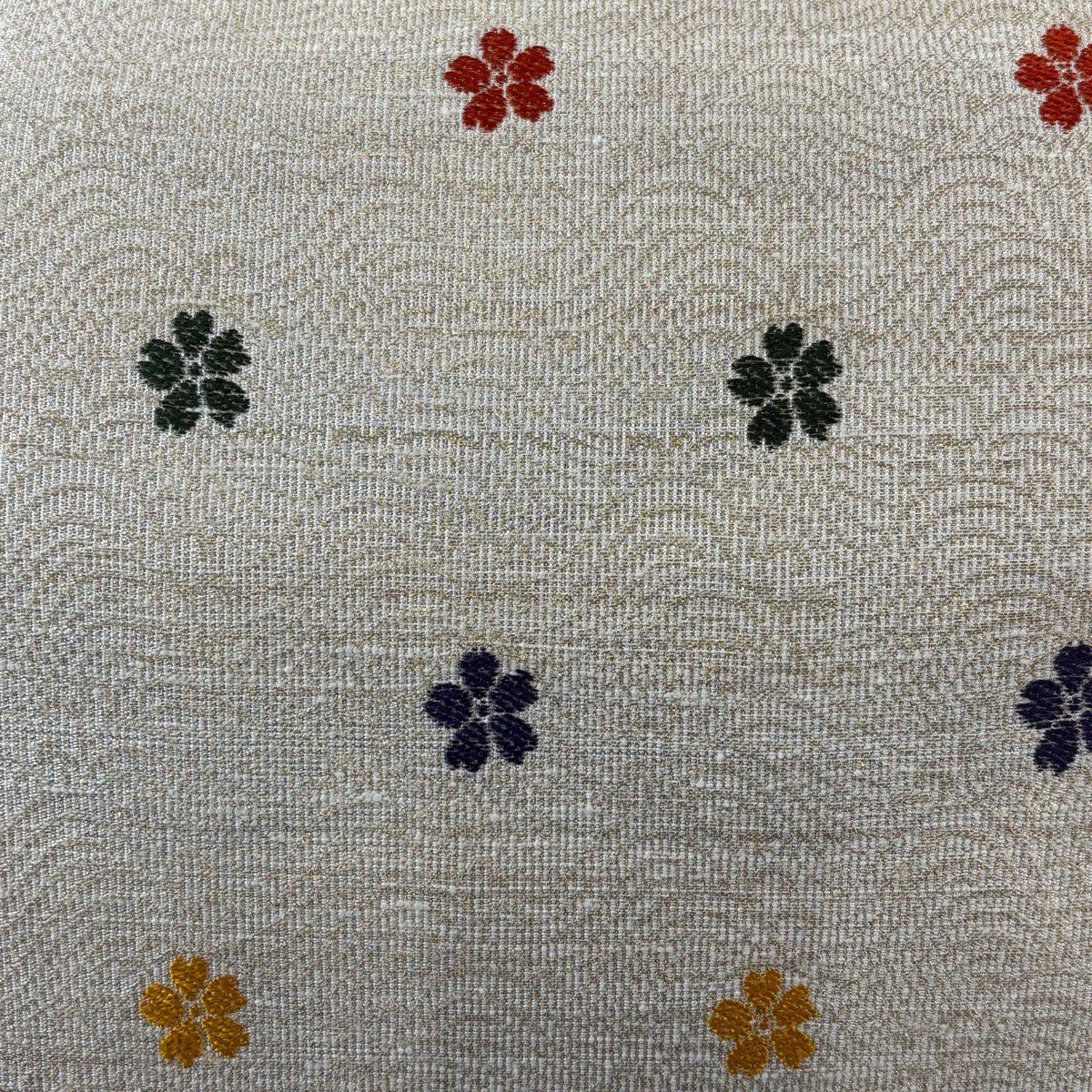 袋帶 秀品級 樱花 金絲 米色 全通 純蠶絲