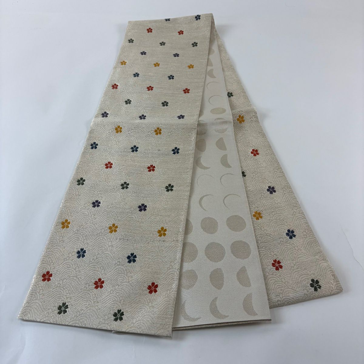 袋帶 秀品級 樱花 金絲 米色 全通 純蠶絲