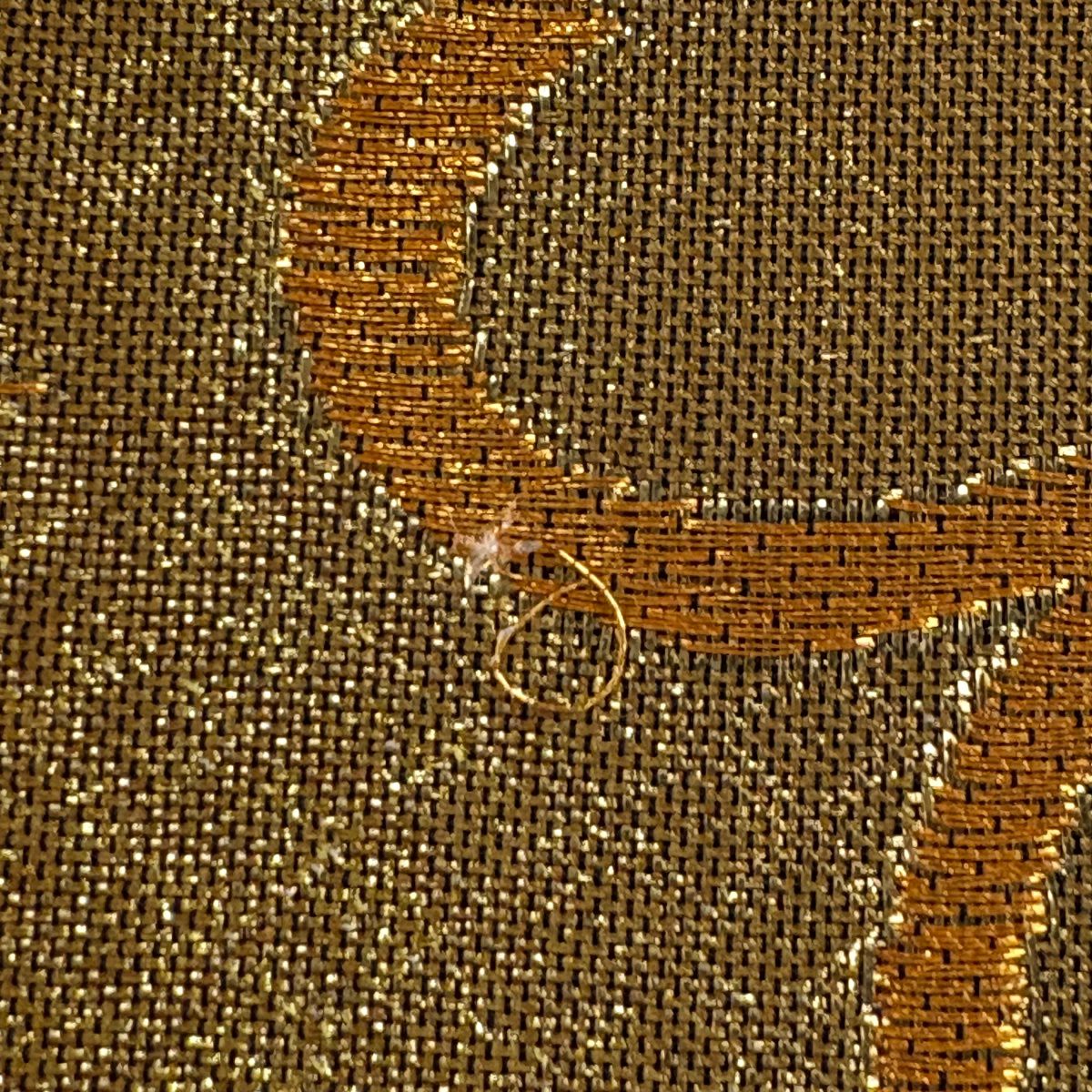 袋帶 秀品級 櫻花 幾何圖案 金銀彩 刺繡 焦茶 六通 純蠶絲