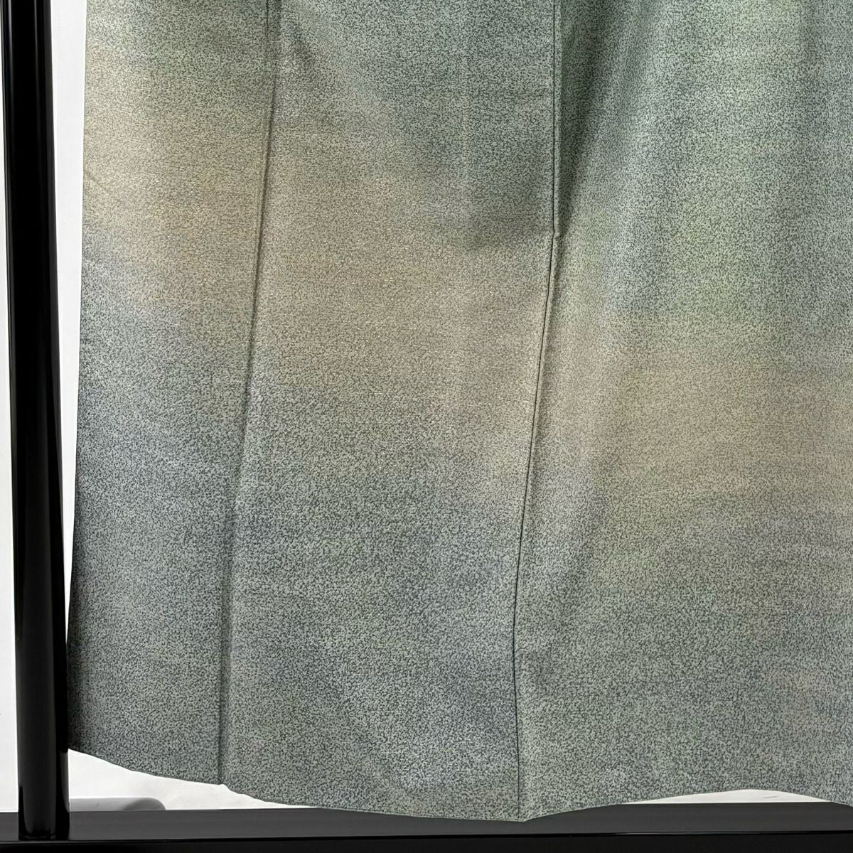 【美品】 付下 身長155.5cm 袖長63cm S 雙層 紬織織 霞 金通 薄綠 純蠶絲 秀品級